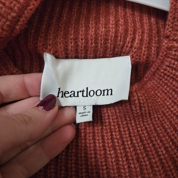 Women's Heartloom Geometric Tight Knit Burgundy High Crewneck Sweater Small - Picture 5 of 6